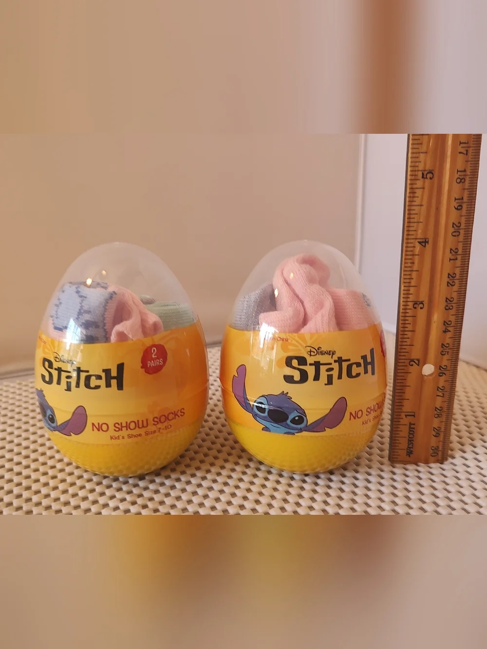 Disney Stitch Toddler Size 7-10 No Show Socks 4 Pairs NWT Egg Container Easter